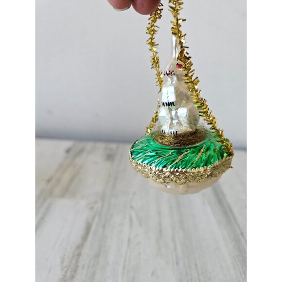Vintage inge glas rabbit bunny easter Basket ornament RARE glass Xmas tree - Picture 3 of 8